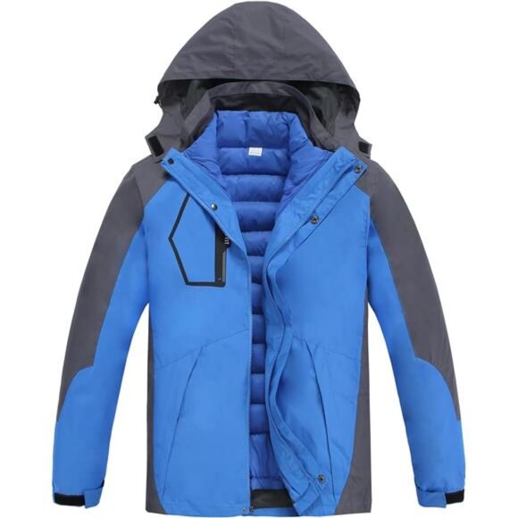 Men's 3 in 1 Waterproof Winter Ski Jacket Windproof with Detachable Puffer Coat - Picture 1 of 9